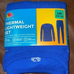 Fruit of the Loom Thermal Set Boys Size Large 10/12 Color Blue